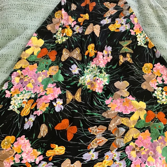 WOW MCM maxi butterfly bright print skirt primary colors BoHo, Garden party - Picture 5 of 10